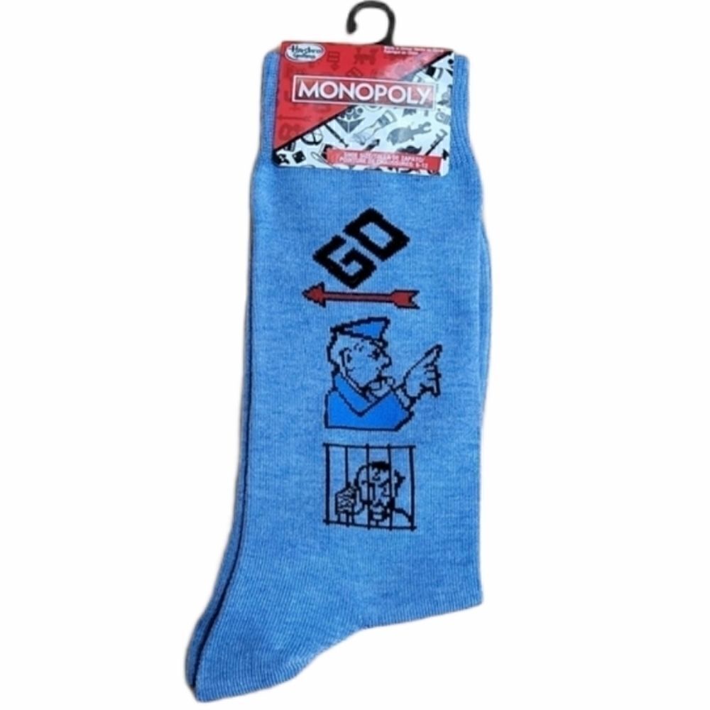 *HOST PICK* HASBRO MONOPOLY BLUE "GO TO JAIL" CREW  SOCKS - NEW